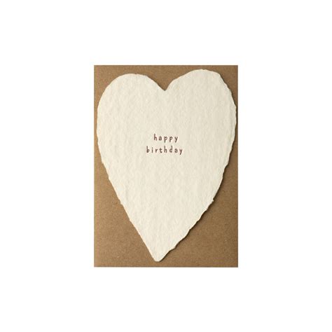 Happy Birthday Greeted Heart Handmade Paper Letterpress Card Oblation