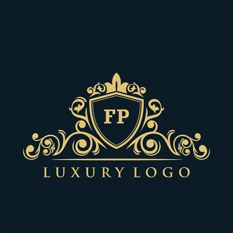 Letter FP Logo With Luxury Gold Shield Elegance Logo Vector Template