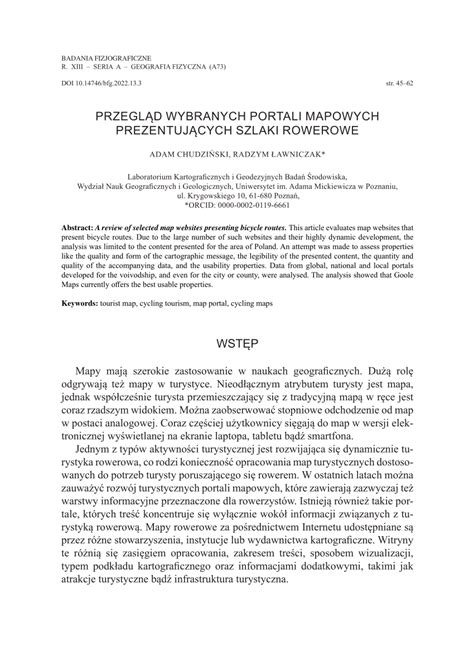 PDF Przegląd wybranych portali mapowych prezentujących szlaki rowerowe