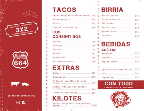 Menú – Tacos El Bronco
