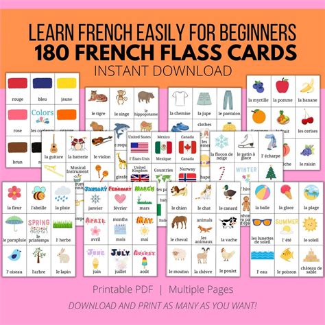 French Flashcards For Beginners French Flashcards For Kids Learning