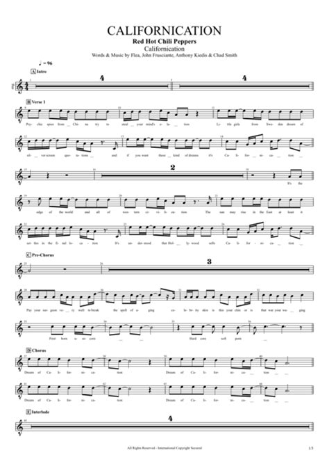Californication Tab By Red Hot Chili Peppers Guitar Pro Full Score Mysongbook