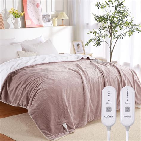 CAROMIO Heated Electric Blanket Throw Queen Size with Dual Control