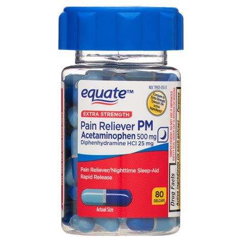 Buy Equate Extra Strength Pain Reliever PM Caplets Acetaminophen 500