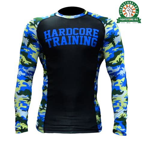 Hardcore Training Camo Rashguard Black And Blue Fight Store IRELAND