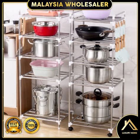 CLEAR STOCK KILANG TUTUPStainless Steel Kitchen Storage Rack Hot Pot Racks Shelf Shelves Pot