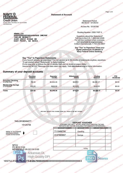 Download: Navy Federal Bank Statement Template + PDF