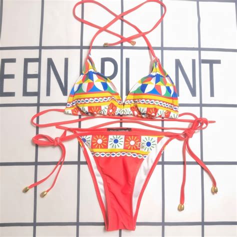 Dolce Tie Rope Bikini Thong Sexy Split Swimsuit Shopee Malaysia