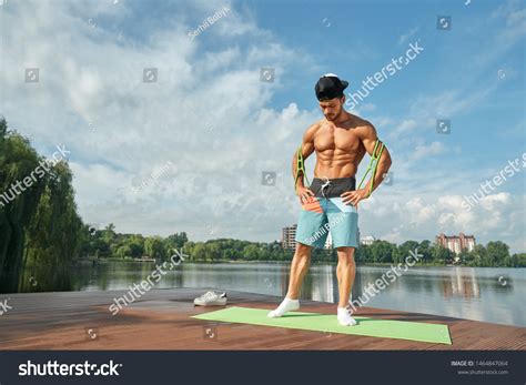 Muscular Sportsman Naked Torso Cap Shorts Stock Photo Shutterstock