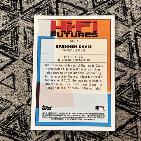 2022 Bowman Chrome Hi Fi Futures Mega Box Mojo Refractor Brennen Davis