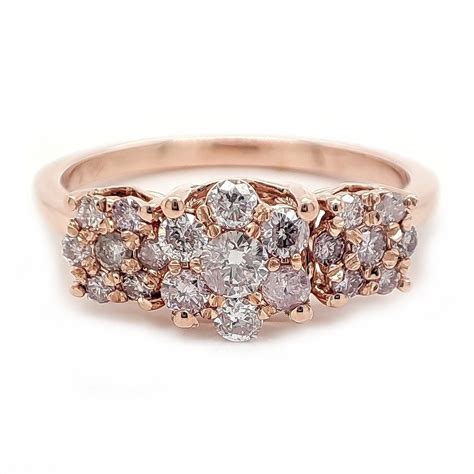 No Reserve Price 0 63 Carat Pink Diamonds Ring 14 Kt Pink Gold