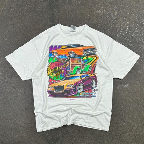 Vintage Tshirt S Hot Rod Car Racing Graphic Print Depop