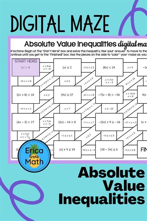 Solving Absolute Value Inequalities Digital Maze Activity Absolute