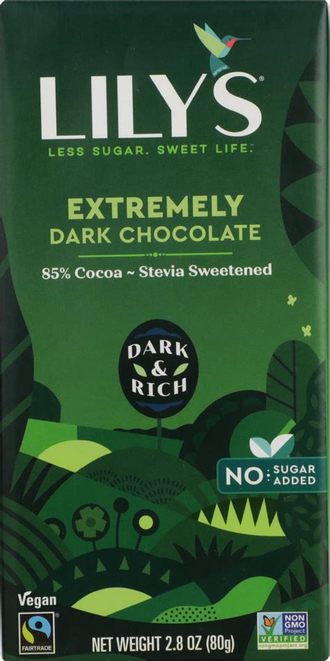 Lily S Dark Chocolate Bar With Stevia Original 3 Ounce Pack Of 12 Nutrition