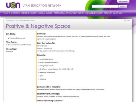 Positive And Negative Space Lesson Plan For 7th 12th Grade Lesson Planet