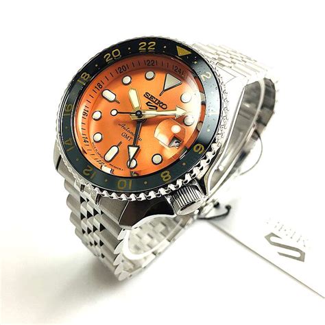 Men S Seiko 5 GMT Diver S SKX Automatic Orange Dial Watch SSK005