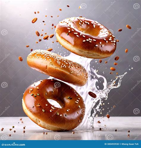 Bagel Bread Buns Traditional Food Dynamic Food Photography Stock