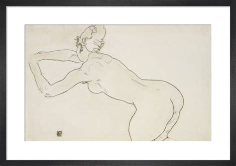 Female Nude Kneeling And Bending Forward To The Left 1918 Art Print By Egon Schiele King McGaw