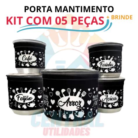 Jogo de Mantimento Decorado 05 peças PRETO Shopee Brasil