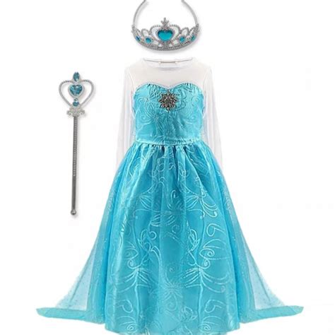 РОКЛЯ КОСТЮМ НА ЕЛЗА ОТ ЗАМРЪЗНАЛОТО КРАЛСТВО + ПОДАРЪК КОРОНКА - елза