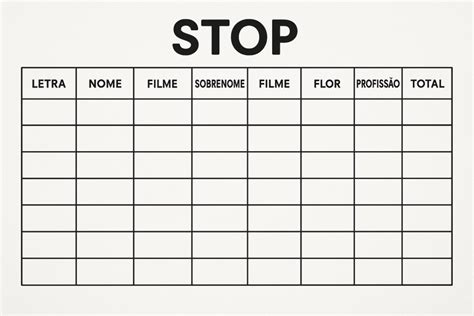 Jogo Stop para Imprimir: Modelos Prontos - Jogo Stop!