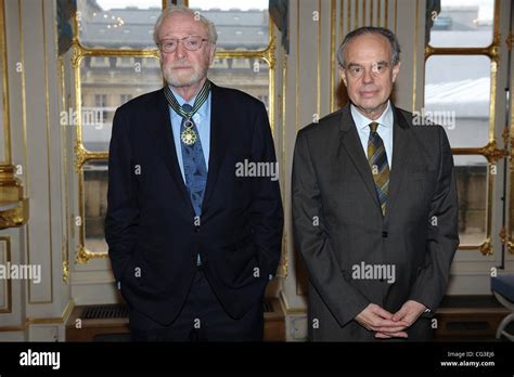 Michael Caine Frederic Mitterrand Sir Michael Caine Receives The Insignia Of Commander In The