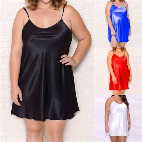 Plus Size Sexy Lingerie Women Satin Silk Slip Dress Nightgown Babydoll Sleepwear Ebay