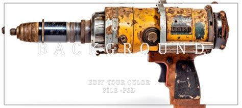 Vintage Yellow Power Drill With Mud Premium Ai Generated Psd
