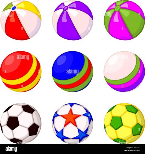 Coloridos Dibujos Animados Juego Pelota De Goma Imagen Vector De Stock