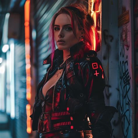 Premium Photo Photo Of A Cyberpunk Woman In Night City