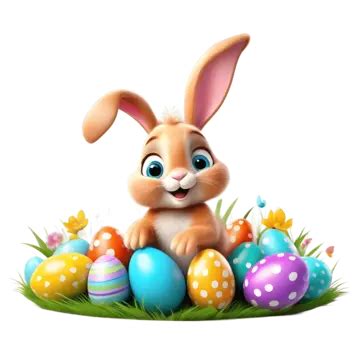 Cute Easter Bunny With Eggs Easter Easter Bunny Easter Eggs PNG