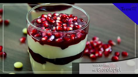 Weiße Schokoladencreme mit Granatapfel Dessert zubereiten leicht