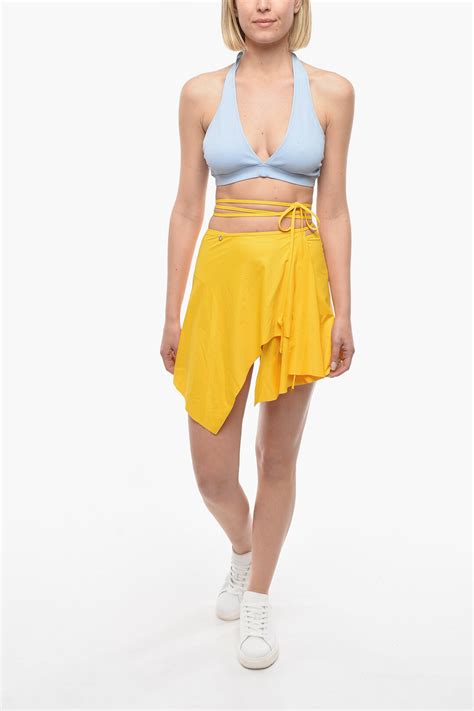 Ganni Costume Da Bagno Bikini Con Texture A Costine E Lacci Al Collo Donna Glamood Outlet