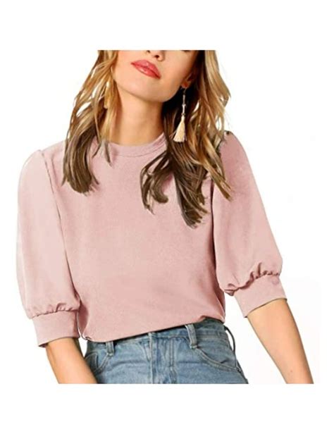 Womens Puff Sleeve Keyhole Back Blouse Pink Autograph