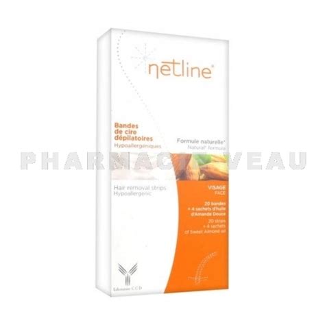 NETLINE Bandes de Cire Dépilatoires Visage x20 Pharmacie Veau