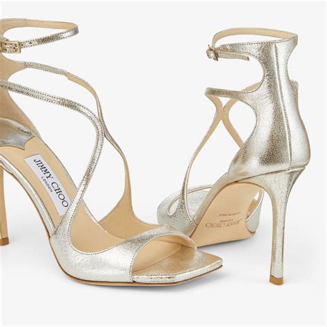 Champagne Glitter Leather Sandals AZIA 95 Spring 2022 Collection