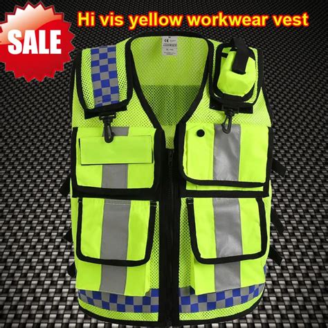 Hi Vis Breathable Mesh Vest Heavy Duty Zipper And Multi Pockets High