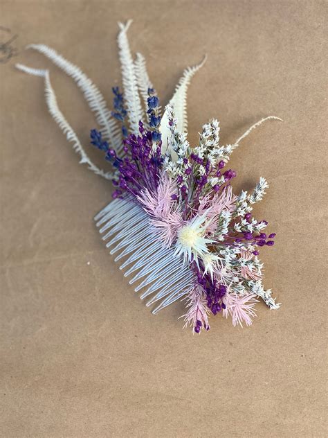 Bridal Hair Comb Boho Wedding Dried Flower Bridesmaids Etsy