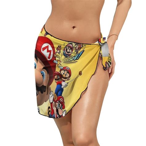 Super Mario Women S Sarong Cover Up Beach Wrap Summer Vacation Short Sheer Chiffon Bikini Beach