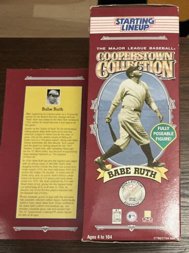 Babe Ruth Starting Lineup Mlb Cooperstown Collection Fully Poseable