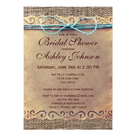 Rustic Country Vintage Bridal Shower Invitations Announcements | Zazzle