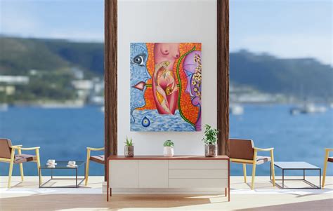 Naked Woman Art Koi Fish Painting Female Goddess Nude Print Etsy
