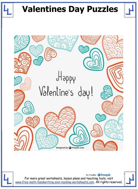 Valentine Day Puzzles Printable Cut And Paste Puzzles