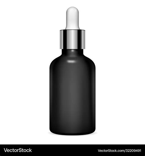 Dropper Bottle Serum Cosmetic Clear Vial Mockup Vector Image