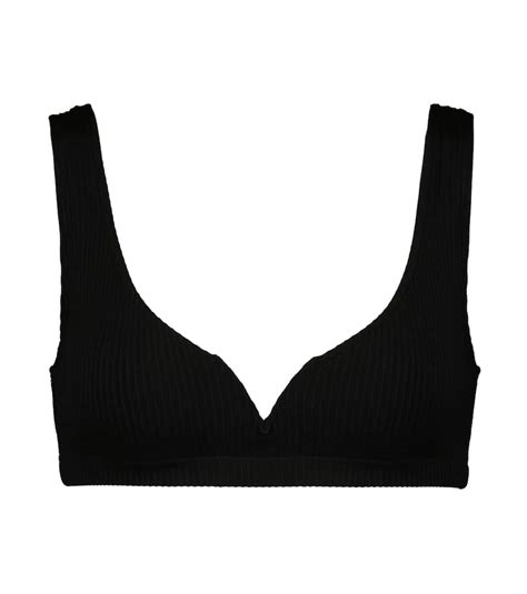 Alexandra Miro Kamala Ribbed Bikini Top In Black Rib Modesens