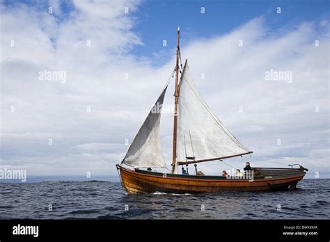 A Sailing Boat A Slupa As A Ferry Between Islands Holmoen And Stora