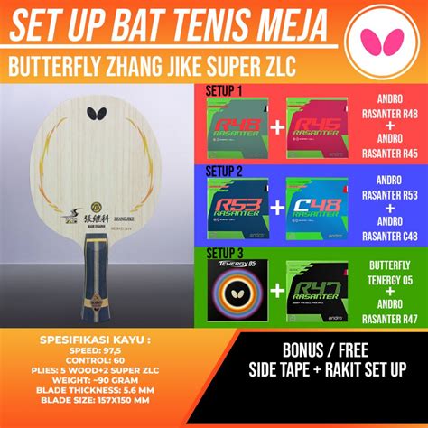 Jual Paket Bat Pingpong Rakitan Butterfly Zhang Jike Super ZLC Carbon