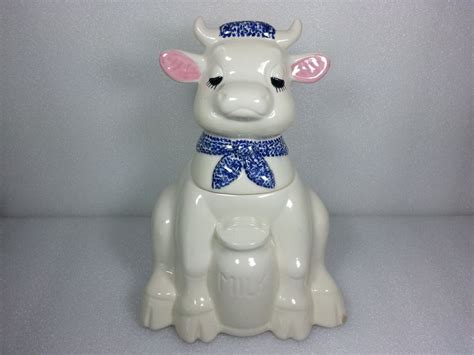 Vintage Doranne Of California Pottery Sitting Cow Cookie Jar Etsy