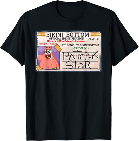 Amazon Mademark X Spongebob Squarepants Bikini Bottom Patrick Star Driving License T