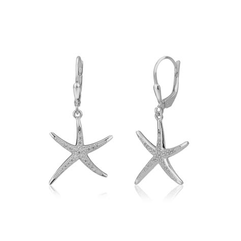 CZ Dancing Starfish Sterling Silver Earrings - The Silver Seahorse
